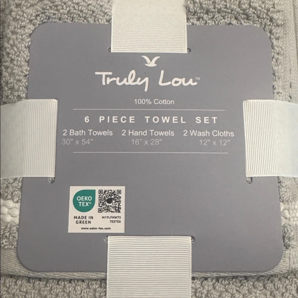 6pc TRULY LOU 100% Cotton Bath Towel Set - Oystermush - Towel Bundle
